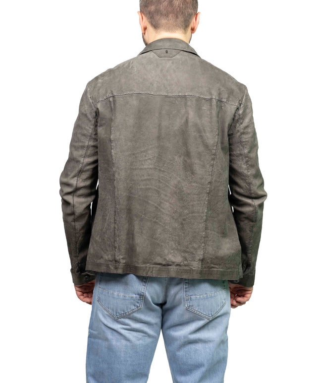 Giacca di pelle Salvatore Santoro overshirt grigio scuro