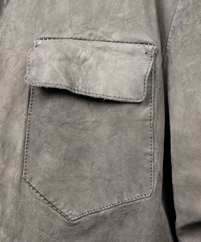 Giacca di pelle Salvatore Santoro overshirt grigio scuro