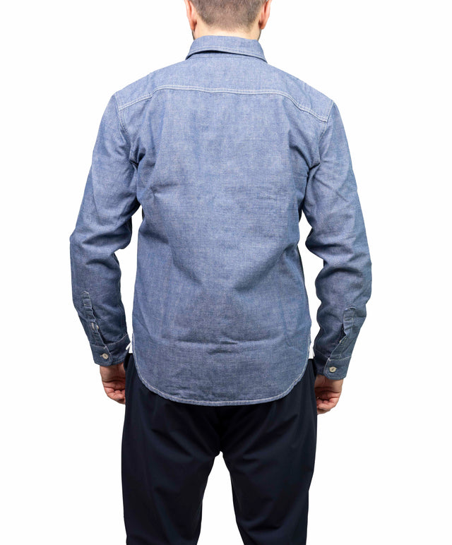 Tela Genova camicia overshirt kuroki denim blu