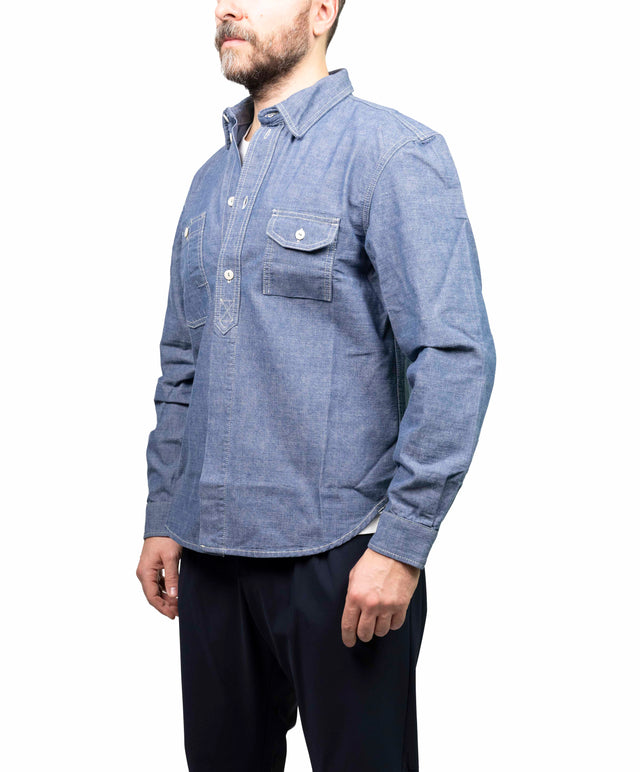 Tela Genova camicia overshirt kuroki denim blu
