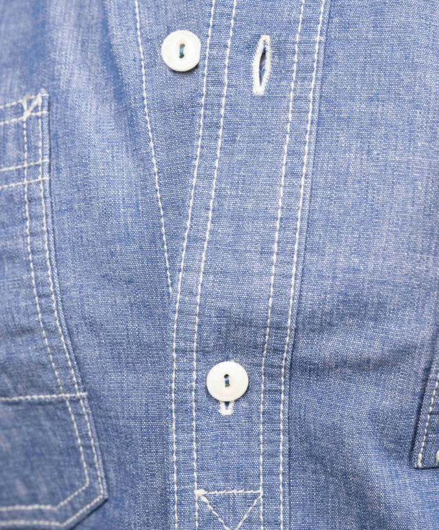 Tela Genova camicia overshirt kuroki denim blu