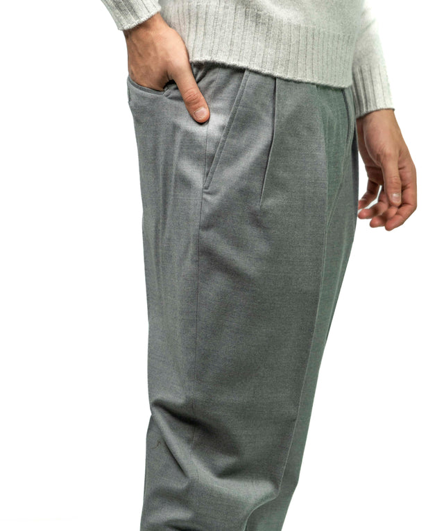 PANTALONE BRIGLIA 1949 RACCONTA LA SARTORIA - Flanellina pettinata grigio chiaro