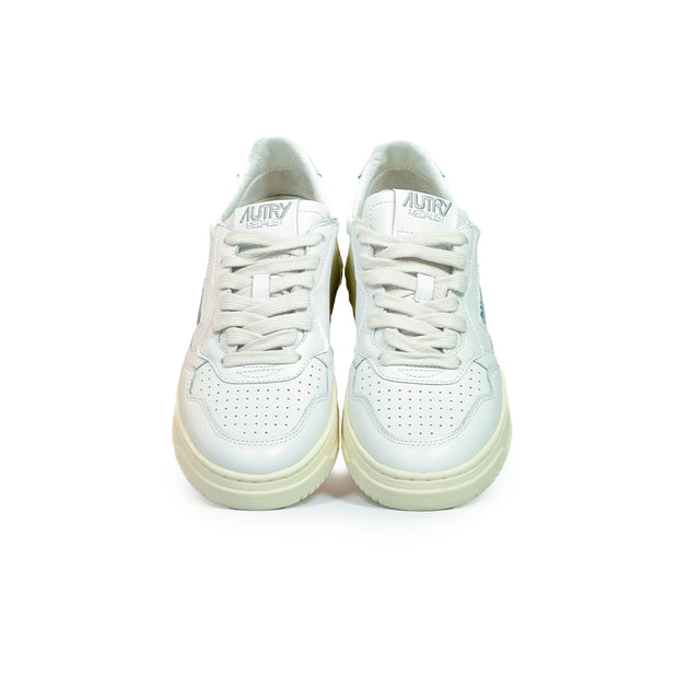 Sneakers Autry - Medalist Low in pelle (bianca e azzurra)