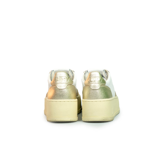 Sneakers Autry - Medalist Platform in pelle (bianca e metallizzata platino)