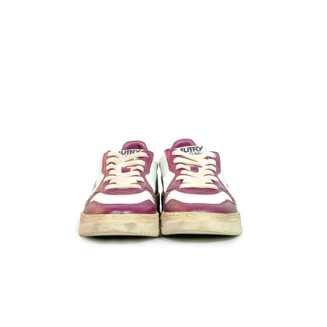 Sneakers Autry - Medalist Low Super Vintage in pelle (bianco, viola e marrone)