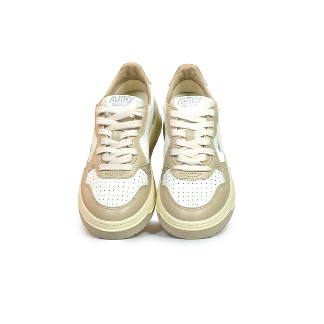 Sneakers Autry - Medalist Low Bicolor in pelle (bianco e pepper)