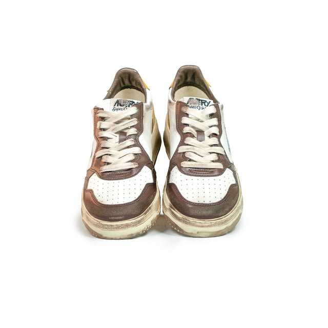 Sneakers Autry - Medalist Low Super Vintage in pelle (bianco, marrone e miele)
