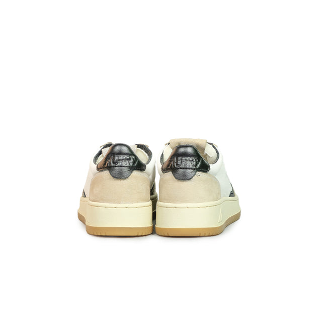 Sneakers Autry - Medalist Low canvas e pelle (bianco, nero e beige)