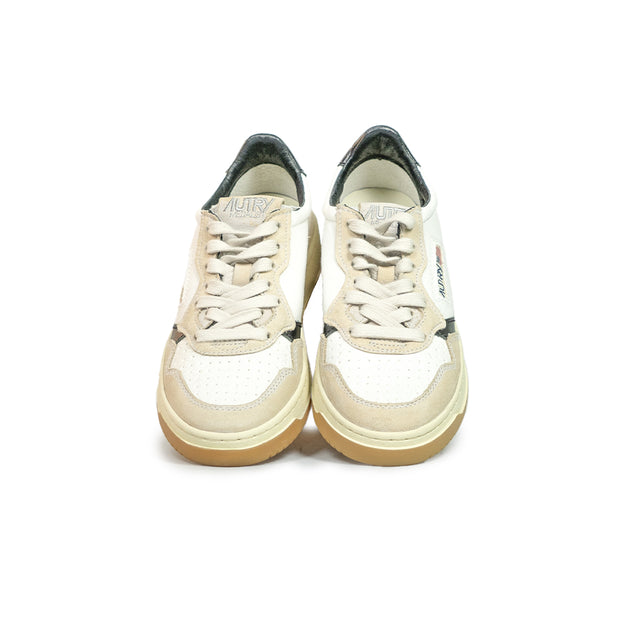 Sneakers Autry - Medalist Low canvas e pelle (bianco, nero e beige)