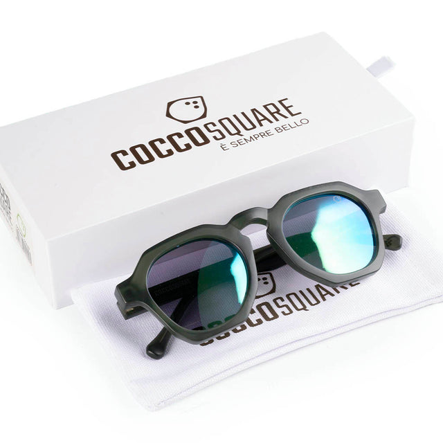 Cocco square - Sun Glasses specchio verde salvia