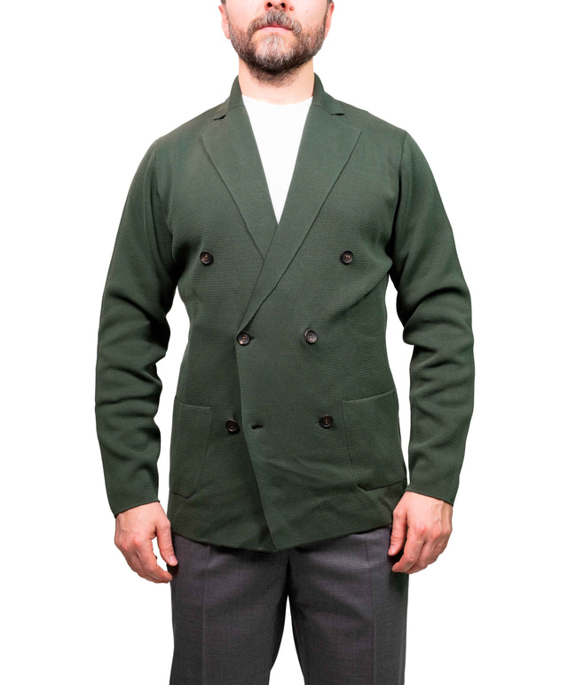 Cardigan Doppio Petto Punto Milano verde inglese di Filippo De Laurentiis