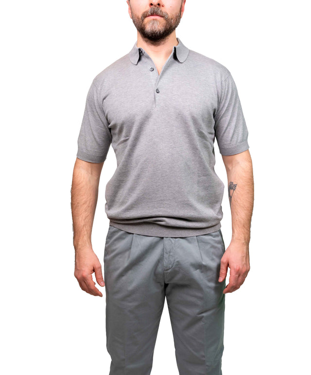 Polo John Smedley Adrian grigio chiaro a maniche corte