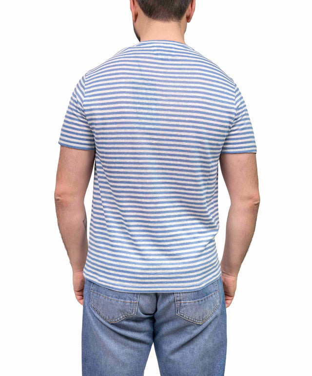 T-shirt lino rigata - blu - MC2 Saint Barth
