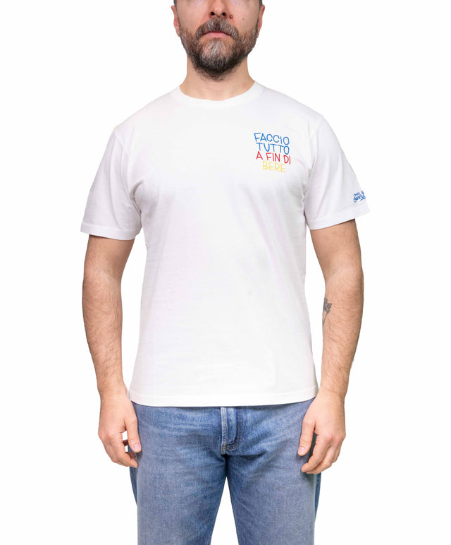 T-shirt “faccio tutto a fin di bere” - bianca - MC2 Saint Barth