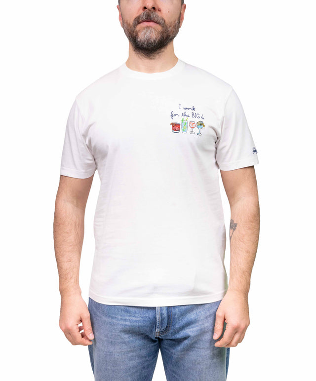 T-shirt ”I work for the big 4”- bianca - MC2 Saint Barth