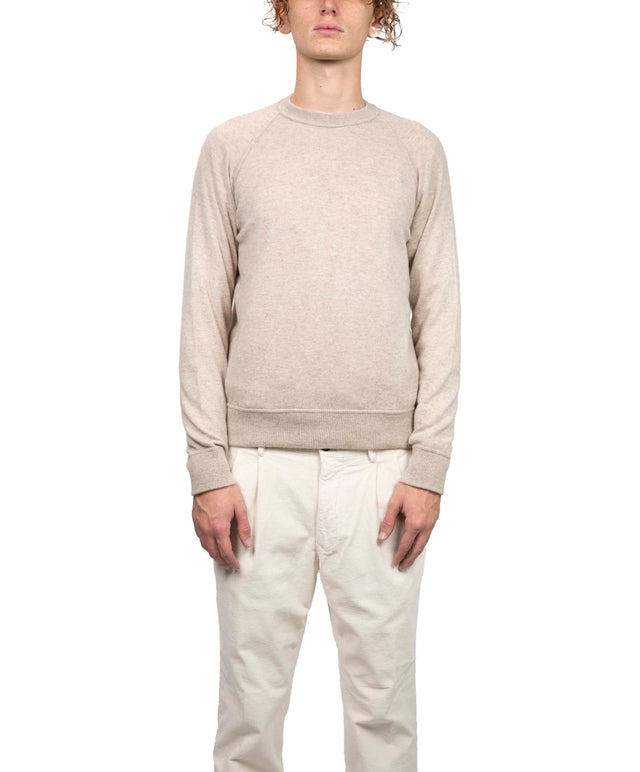 Original Vintage Style - felpa girocollo 100% cashmere beige silver