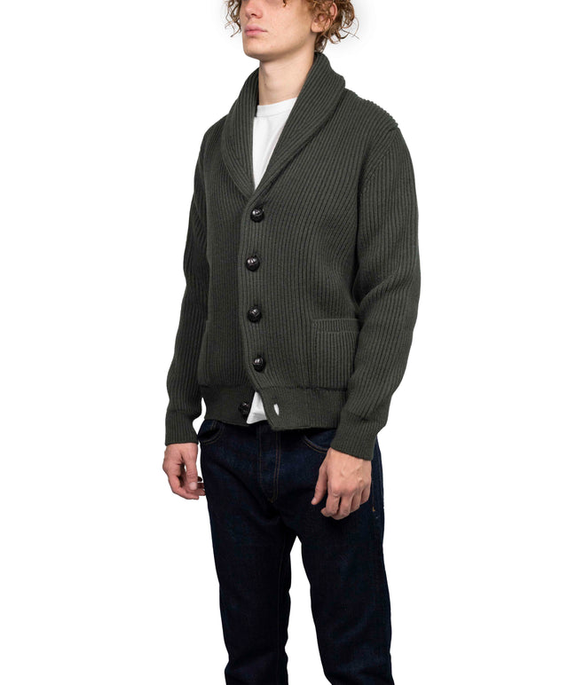 The Oracle Cashmere - Cardigan Lana  Cashmere Verde Militare