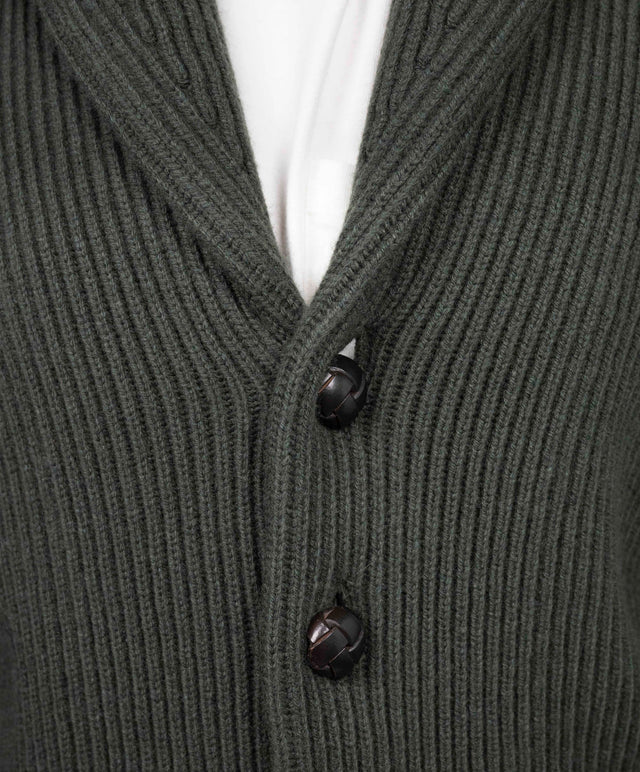 The Oracle Cashmere - Cardigan Lana  Cashmere Verde Militare