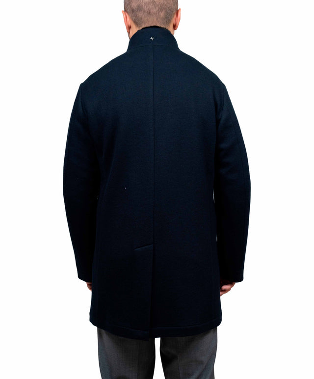 Montecore - Cappotto tre quarti cashmere, collo in pelliccia - colore blu