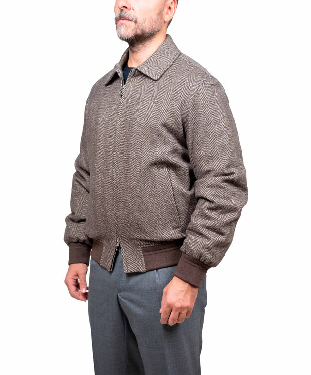 Montecore -  bomber in cashmere e seta colore marrone