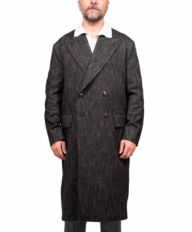 Doppia A - cappotto over spinato colore marrone scuro