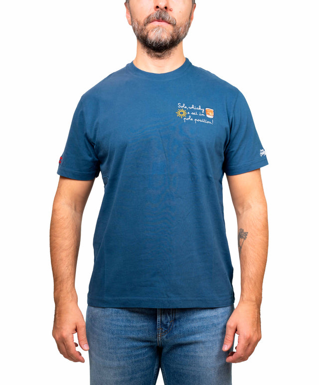 Saint Barth t-shirt “sole, whisky e sei in pole position”, blu