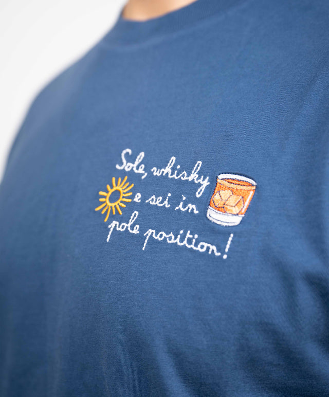 Saint Barth t-shirt “sole, whisky e sei in pole position”, blu
