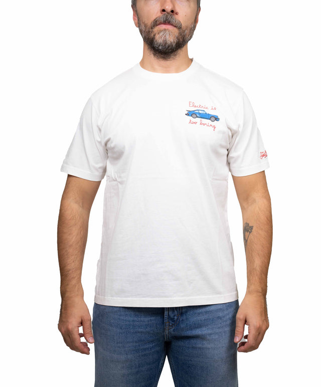 Saint Barth t-shirt “Electric is too boring”, bianca