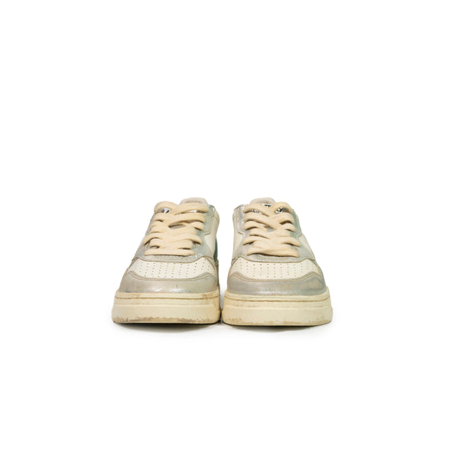 Sneaker Autry  - Super vintage low in pelle smeraldo, bianca e silver