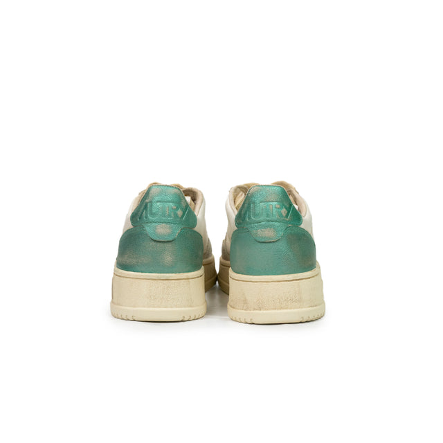 Sneaker Autry  - Super vintage low in pelle smeraldo, bianca e silver