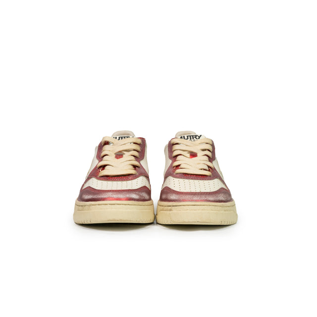 Sneaker Autry  - Super vintage low in pelle bianche, red/pink