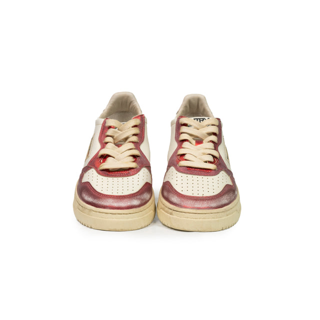 Sneaker Autry  - Super vintage low in pelle bianche, red/pink