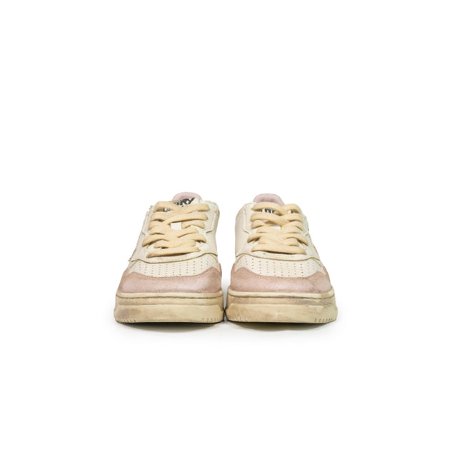 Sneaker Autry  - Super vintage low in pelle e suede color bianco e rosa