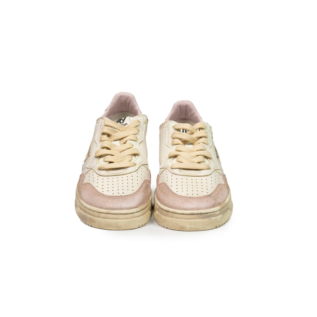 Sneaker Autry  - Super vintage low in pelle e suede color bianco e rosa