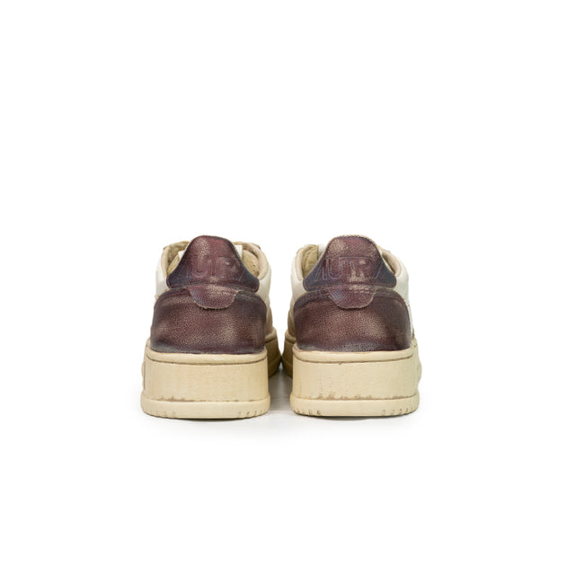 Sneaker Autry  - Super vintage low in pelle color bianco, metal gold e grape