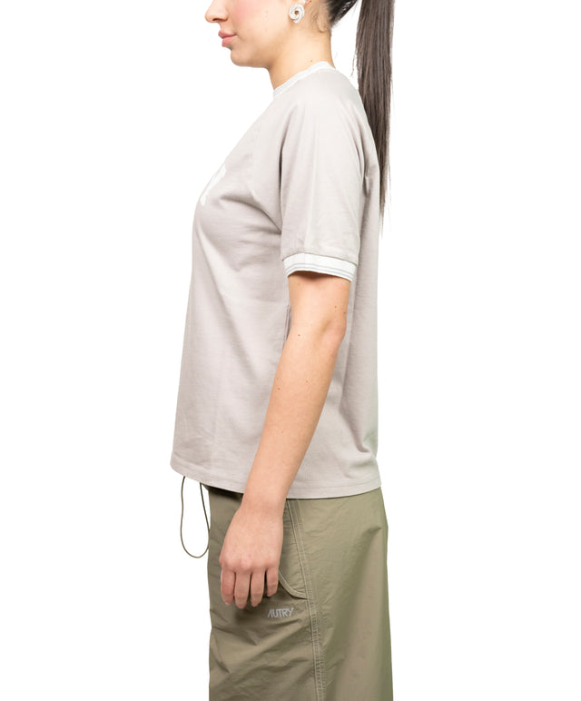 Autry donna abbigliamento . T-shirt logo Cotton grigio chiaro