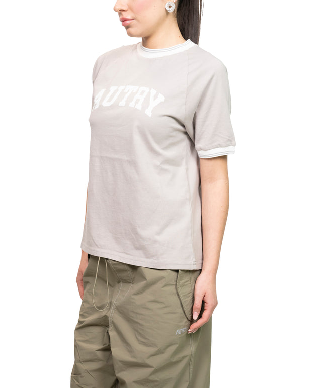 Autry donna abbigliamento . T-shirt logo Cotton grigio chiaro