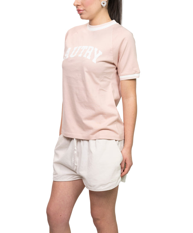 Autry donna abbigliamento . T-shirt logo Cotton rosa