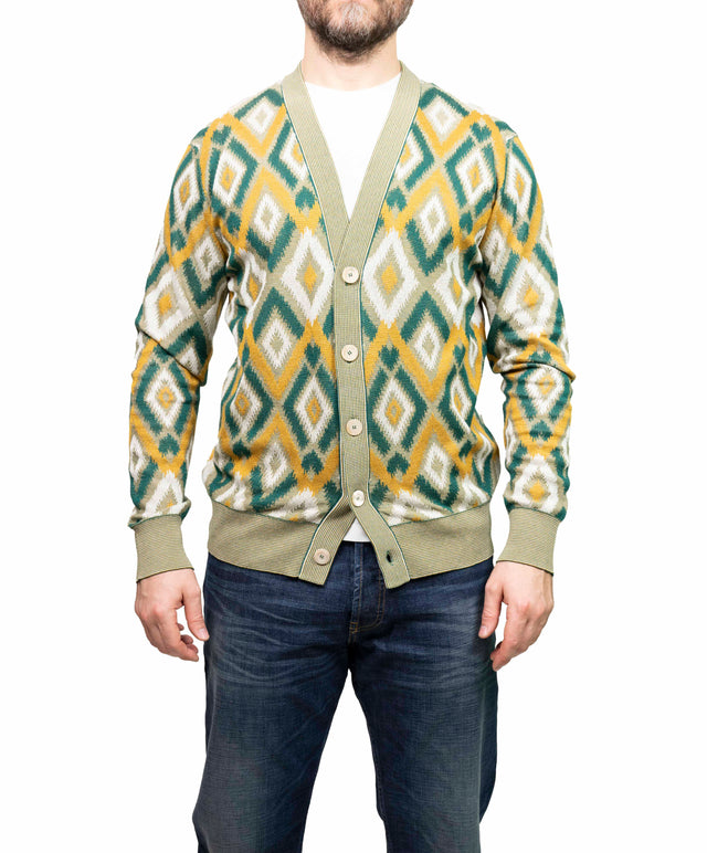 Cardigan Piacenza  jacquard - verde