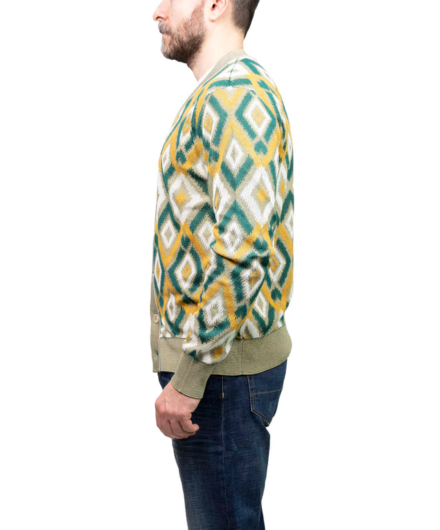 Cardigan Piacenza  jacquard - verde