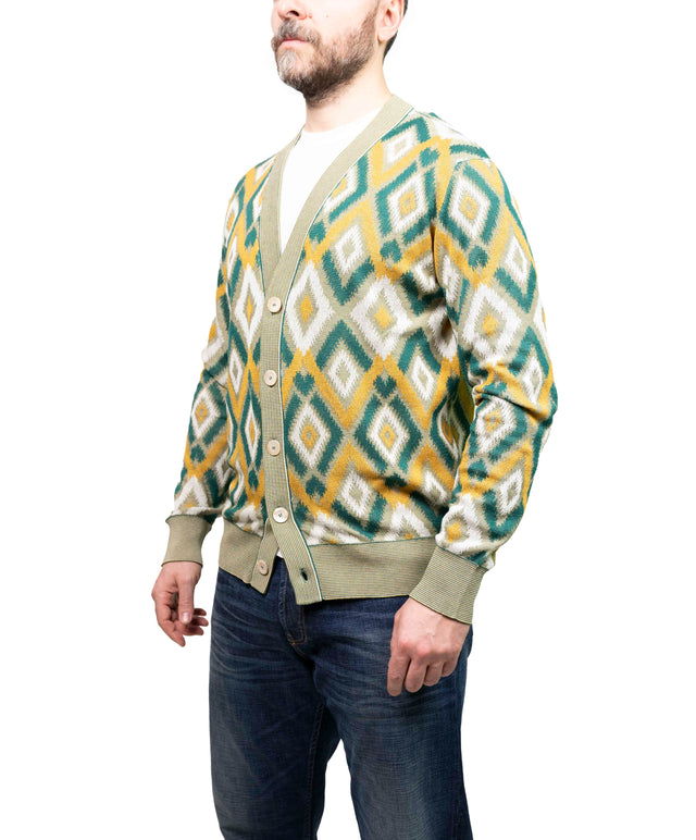 Cardigan Piacenza  jacquard - verde