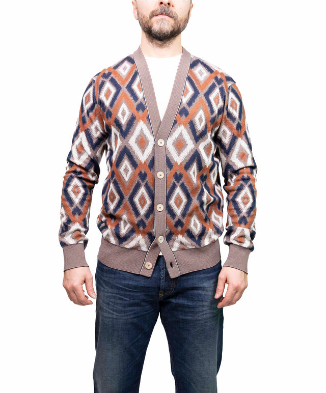 Cardigan Piacenza  jacquard - blu