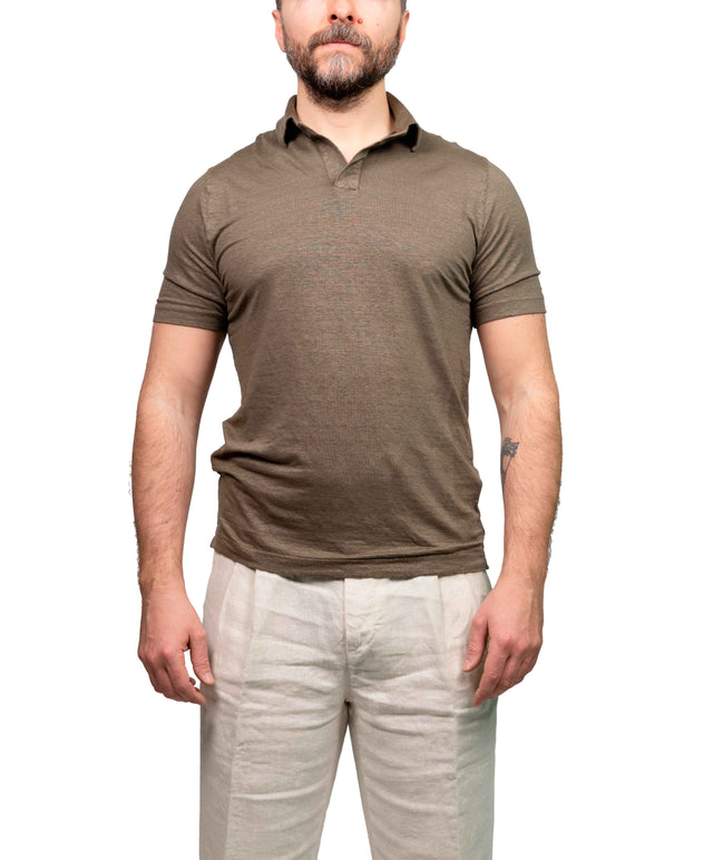Filippo De Laurentiis - Polo skipper lino - Tabacco