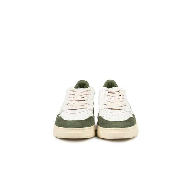 Sneakers Autry - Medalist Low camoscio e pelle (bianco, nero e verde inglese)