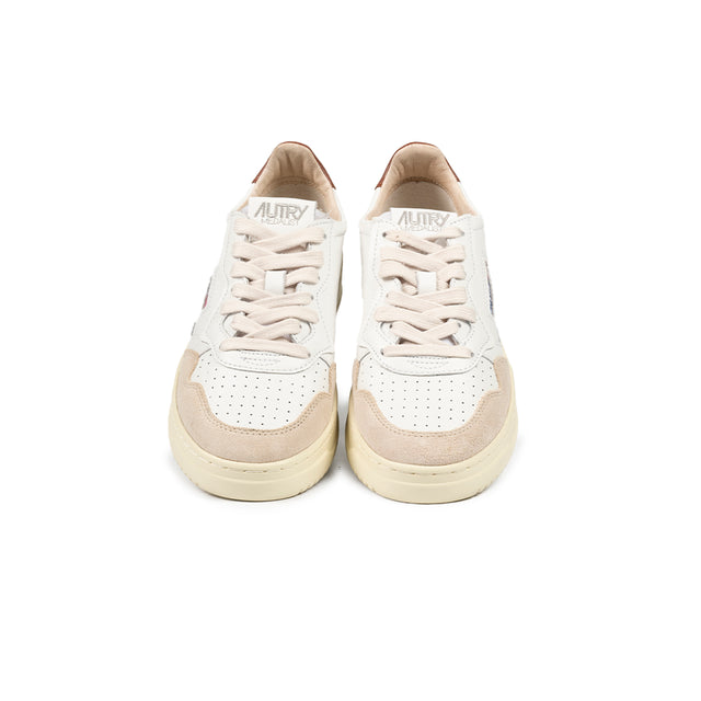 Sneakers Autry - Medalist Low camoscio e pelle (bianco, Beige e marrone cioccolato)