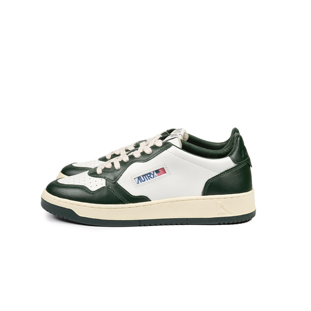 Sneakers Autry - Medalist Low bicolore in pelle (bianco e verde inglese)