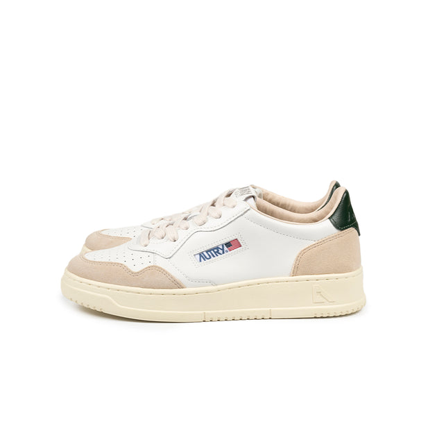 Sneakers Autry - Medalist Low camoscio e pelle (bianco, Beige e Verde)