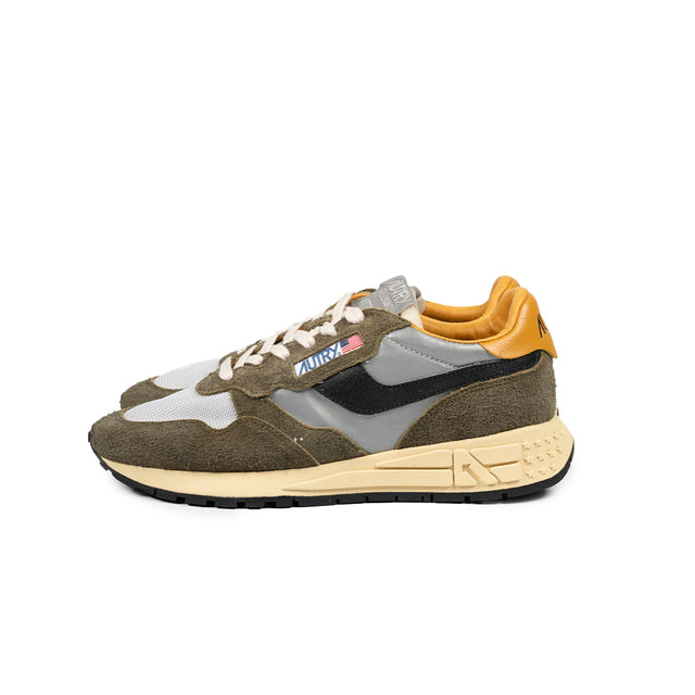 Sneakers Autry - Reelwind Low Nylon e suede (Verde militare, argento e gialla)