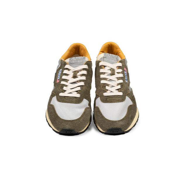 Sneakers Autry - Reelwind Low Nylon e suede (Verde militare, argento e gialla)