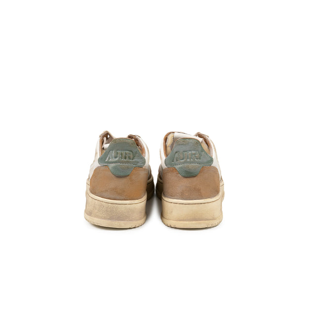 Sneakers Autry - Medalist Low Super Vintage in pelle e suede (Bianco, Beige e Grigio)